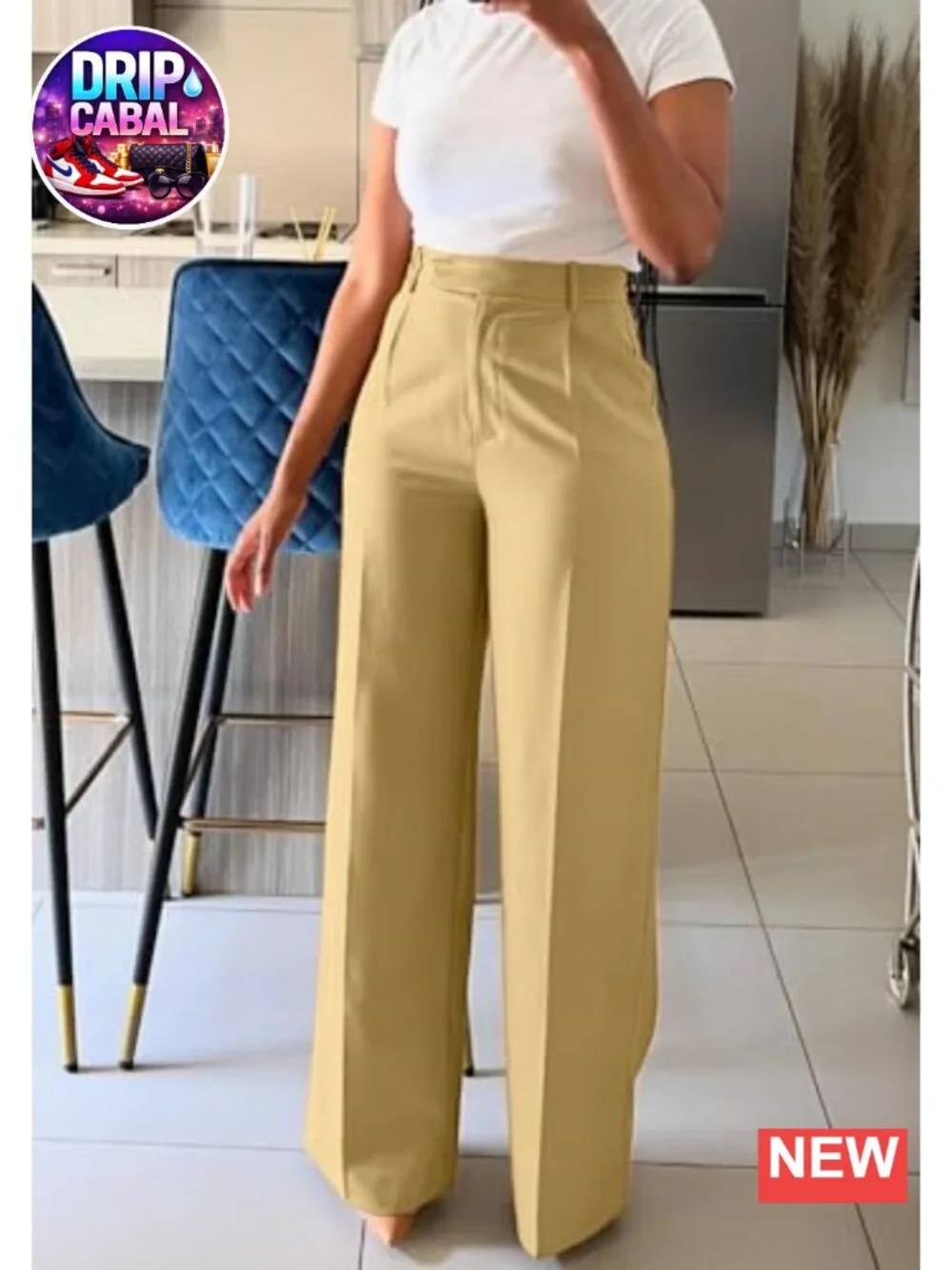 High Waisted Wide Leg Dress Pants with Pockets, Straight Leg Business Slacks